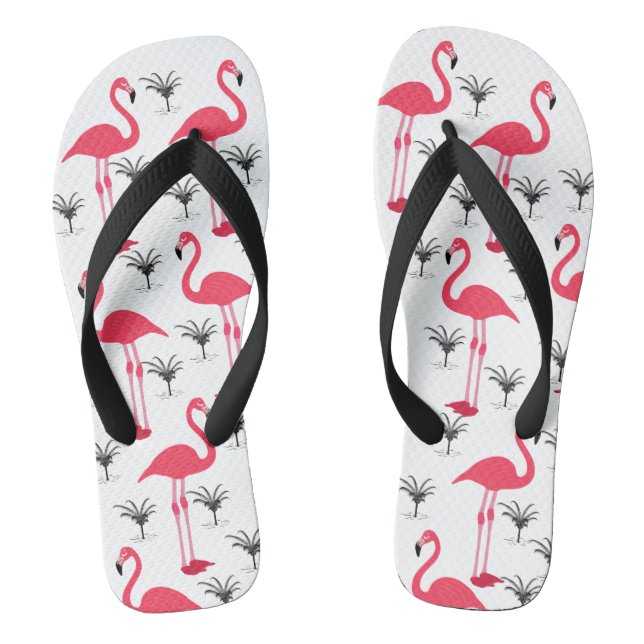 Chanclas Flamingo rosa y árbol de palma (Plantilla)