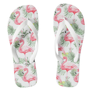 Chanclas Flamingo tropical colorido y hojas