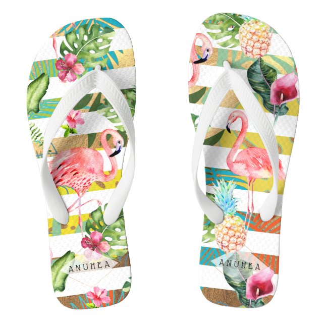 CHANCLAS FLAMINGOS DE PINK PINK, TEMA TROPICAL (Plantilla)