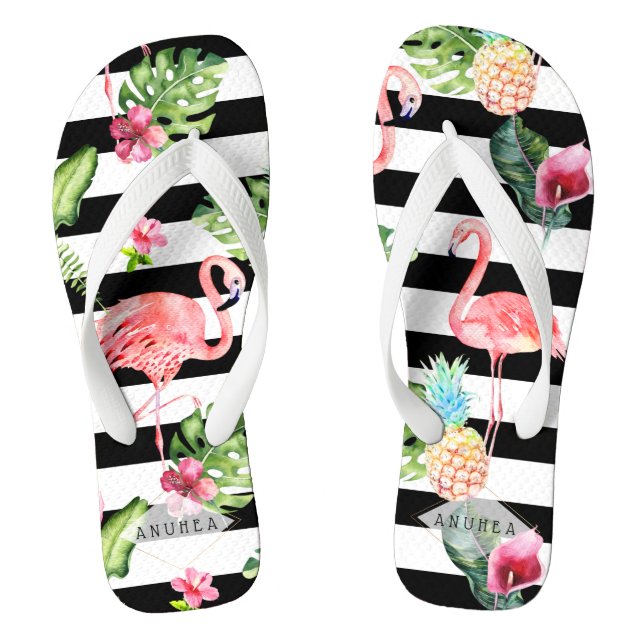 CHANCLAS FLAMINGOS DE PINK PINK, TEMA TROPICAL (Plantilla)
