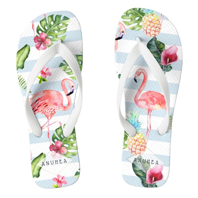 CHANCLAS FLAMINGOS DE PINK, TEMA TROPICAL (Plantilla)