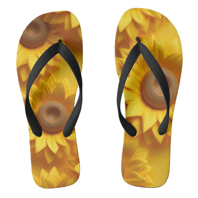 Chanclas Flechas de giro de girasol amarillo 3D (Plantilla)