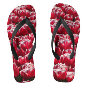 Chanclas Flechas de giro del patrón de tulipanes blancos ro