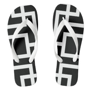 Chanclas Flechas De Giro Geométricas En Blanco Y Negro