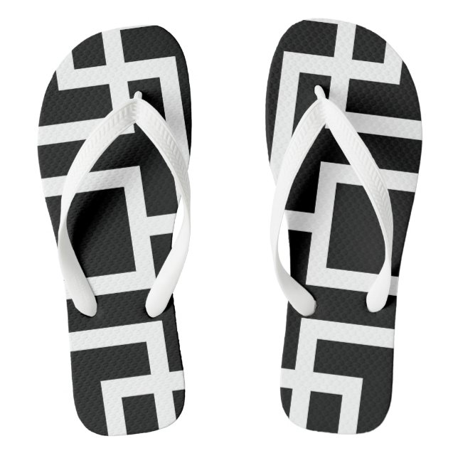 Chanclas Flechas De Giro Geométricas En Blanco Y Negro (Plantilla)