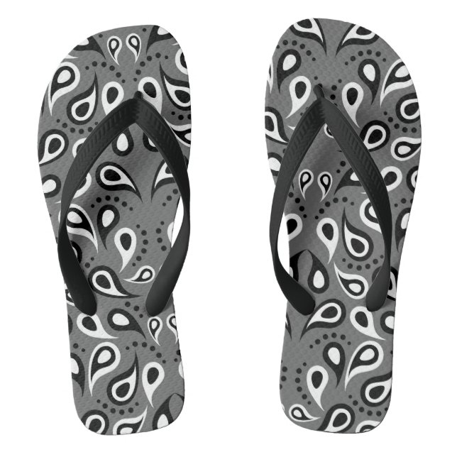Chanclas flechas de volante adulto gris paisley (Plantilla)