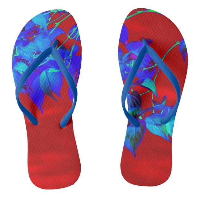 Chanclas Flechas rojas de hojas azules de cielo azul (Plantilla)