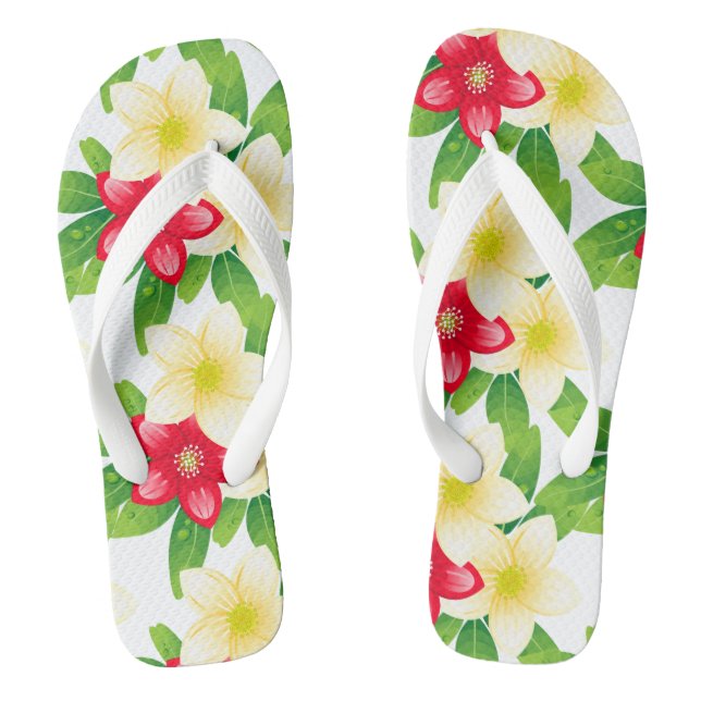 Chanclas Flechas volteadas adultas-Flores tropicales Flip F (Plantilla)