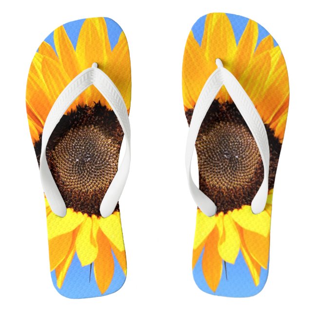 Chanclas Flip Flags de girasol amarillo cielo azul (Plantilla)