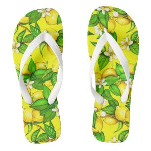 Chanclas Flip Flags de impresión de limón sobre amarillo