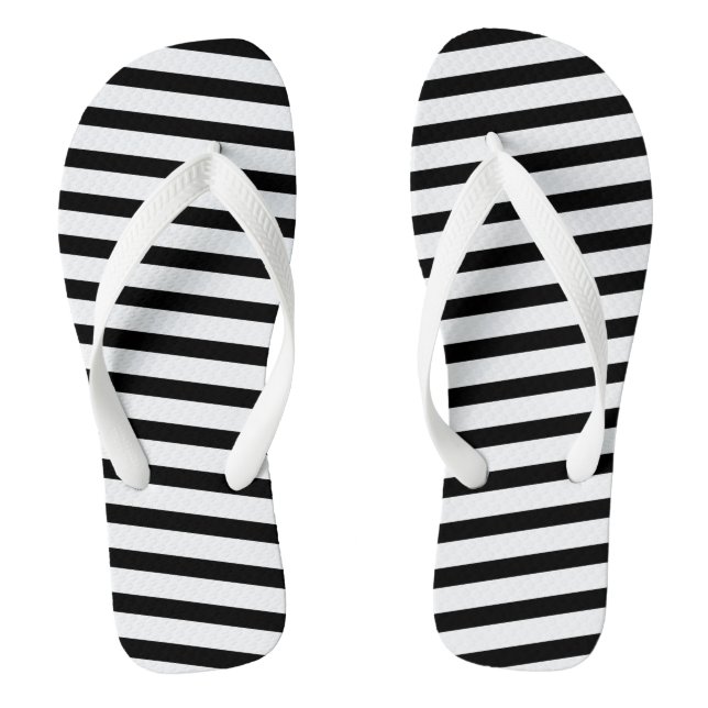 Chanclas Flip Flops adulto-franjas blanco y negro (Plantilla)