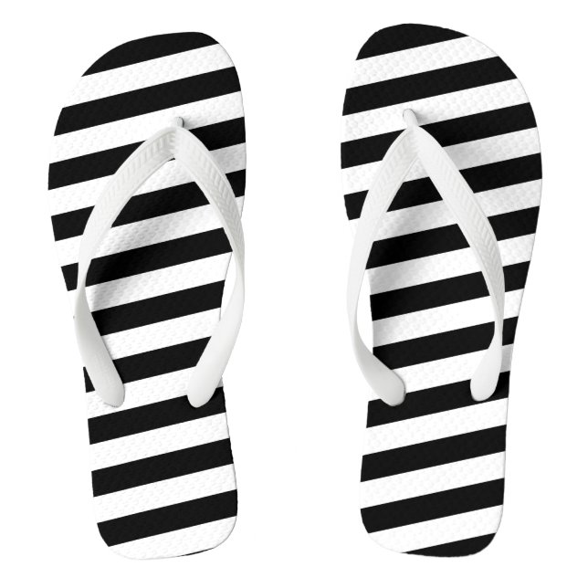 Chanclas Flip Flops adulto-franjas blanco y negro (Plantilla)