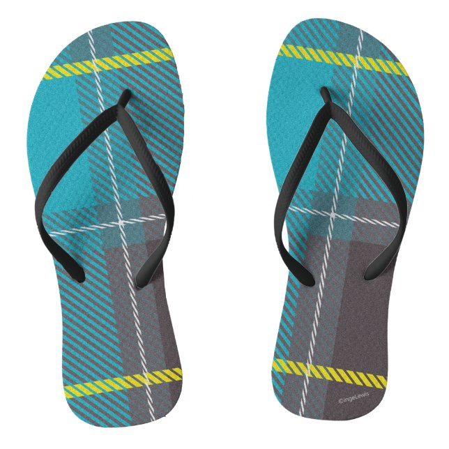 Chanclas Flip Flops amarillo, azul, escocés revestido de Gu (Plantilla)