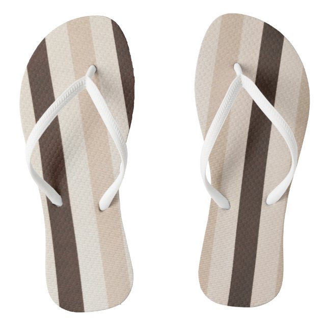 Chanclas Flip Flops Beige Brown White Stripe (Plantilla)