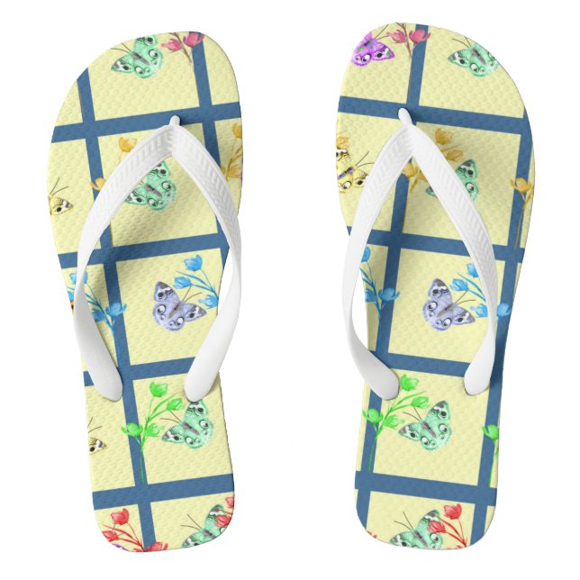 Chanclas Flip Flops con diseño de mariposa en amarillo (Plantilla)