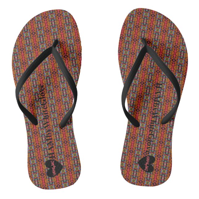 Chanclas Flip Flops con diseño de Needlepoint rojo - HAMbWG (Plantilla)