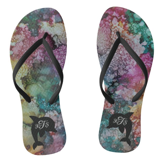 Chanclas Flip-flops de adultos "Inkblots GoldGreens Delphin (Plantilla)