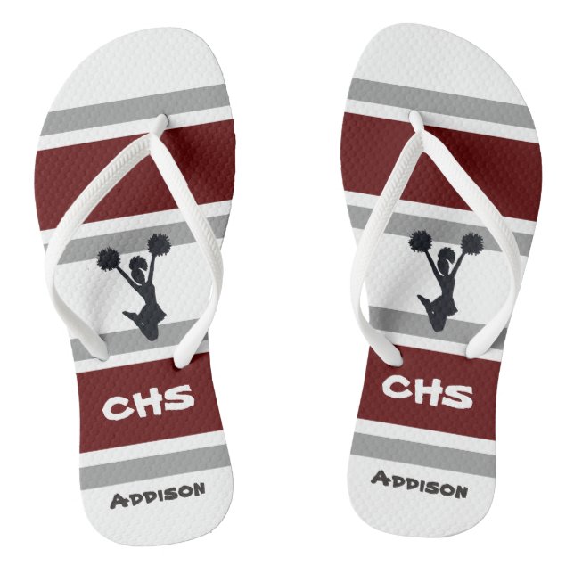Chanclas Flip Flops de animador rojo y gris personalizado (Plantilla)