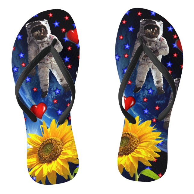 Chanclas Flip Flops de astronauta de girasol (Plantilla)