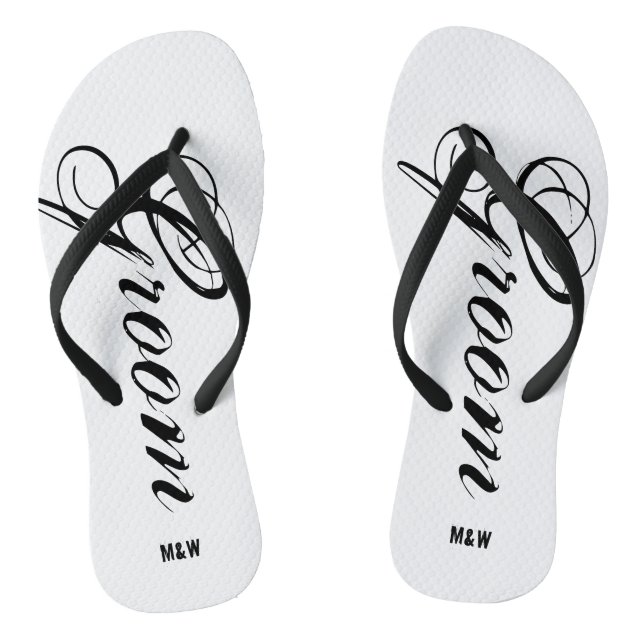 Chanclas Flip flops de boda monogramada para novios (Plantilla)