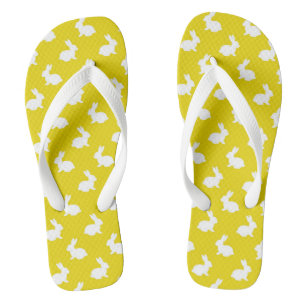 Chanclas Flip Flops de conejo amarillo y blanco