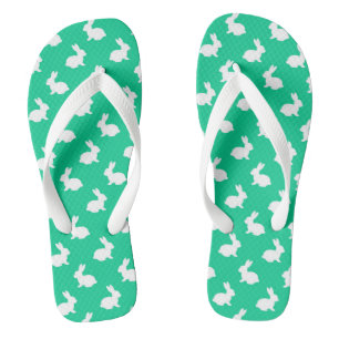 Chanclas Flip Flops de conejo verde y blanco