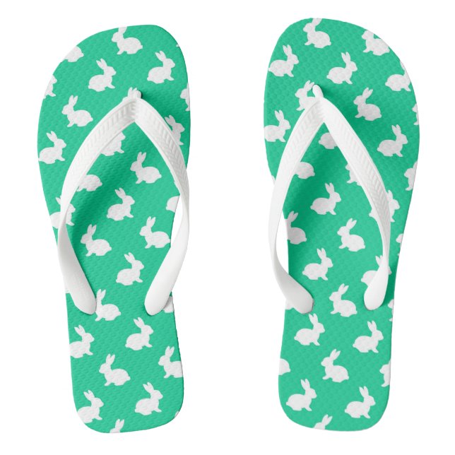 Chanclas Flip Flops de conejo verde y blanco (Plantilla)