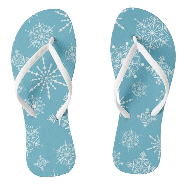 Chanclas Flip Flops de copas de nieve blanco y azul hielo e (Plantilla)