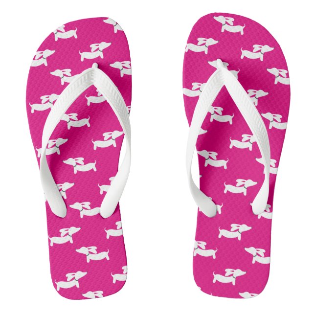 Chanclas Flip Flops de Dachshund rosa caliente (Plantilla)