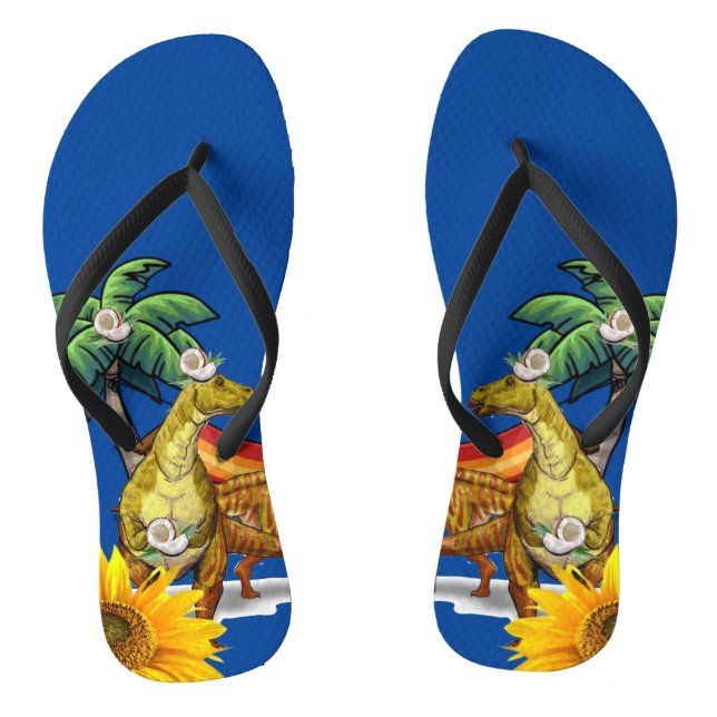 Chanclas Flip Flops de dinosaurio girasol (Plantilla)