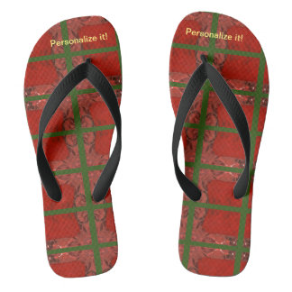 Chanclas Flip flops de diseño abstracto rojo y verde calien