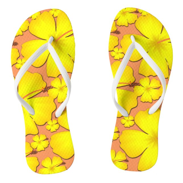 Chanclas Flip Flops de diseño de hibiscus amarillo (Plantilla)