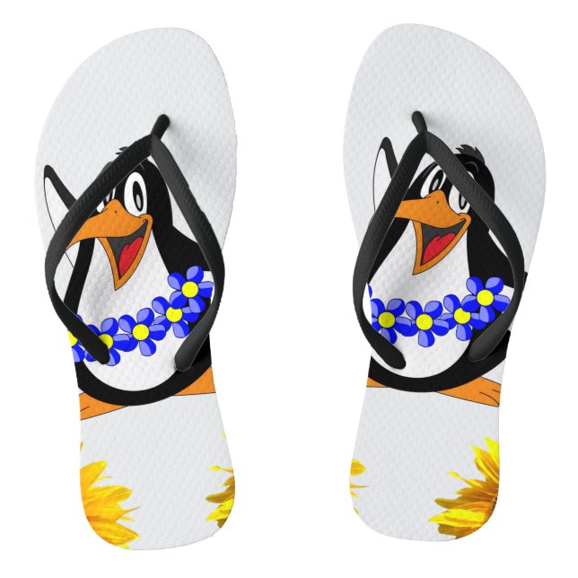 Chanclas Flip Flops de flor de pingüino de girasol (Plantilla)