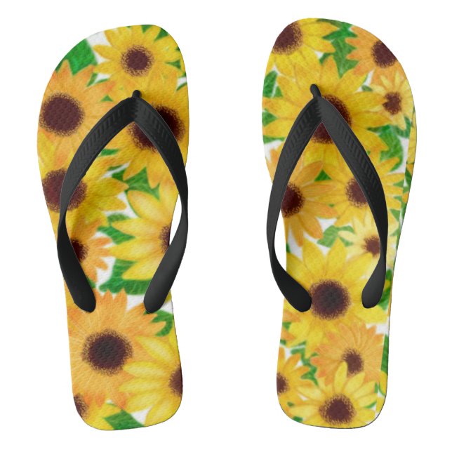 Chanclas Flip Flops de girasoles europeos alegres (Plantilla)