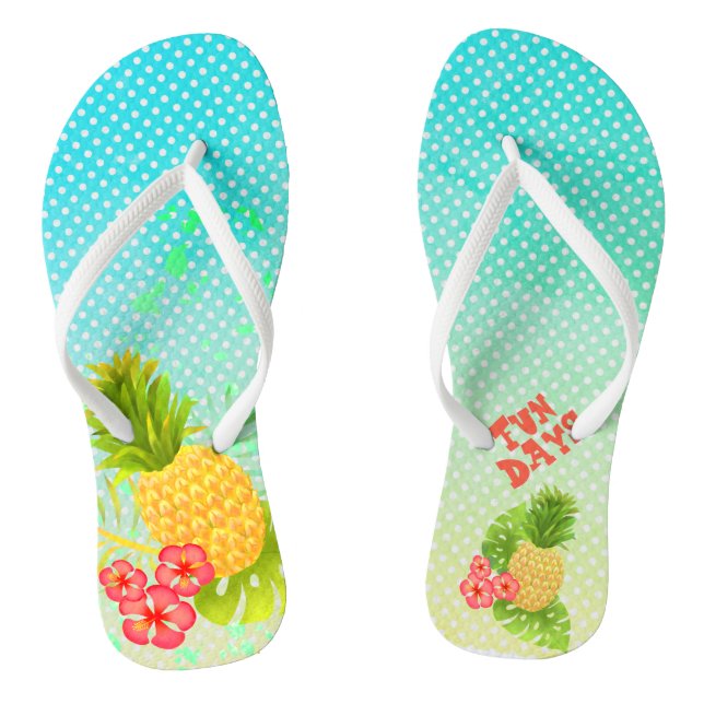 Chanclas Flip Flops de gradiente azul tropical de piña (Plantilla)
