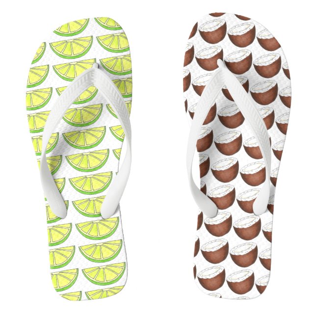 Chanclas Flip Flops de lima y coco de isla tropical (Plantilla)