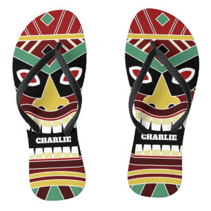 Chanclas Flip flops de nombre personalizado de Tiki Totem d