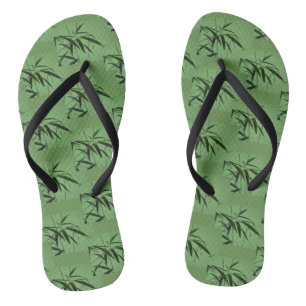 Chanclas Flip Flops de patrón de bambú verde