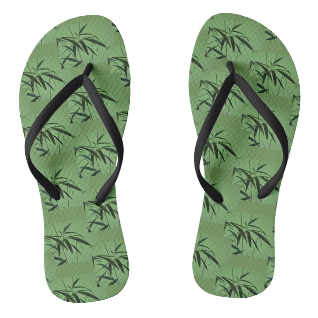 Chanclas Flip Flops de patrón de bambú verde (Plantilla)
