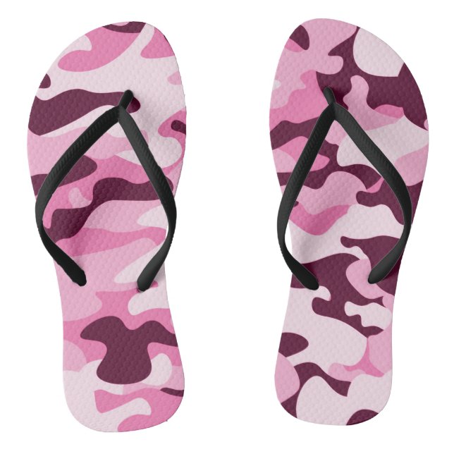 Chanclas Flip Flops de patrón de camuflaje rosa y blanco (Plantilla)