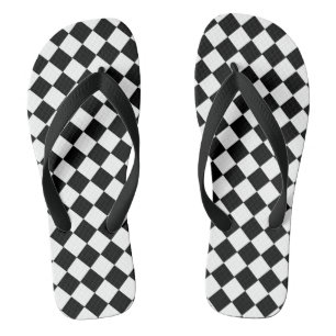 Chanclas Flip Flops de patrón de diamante blanco y negro