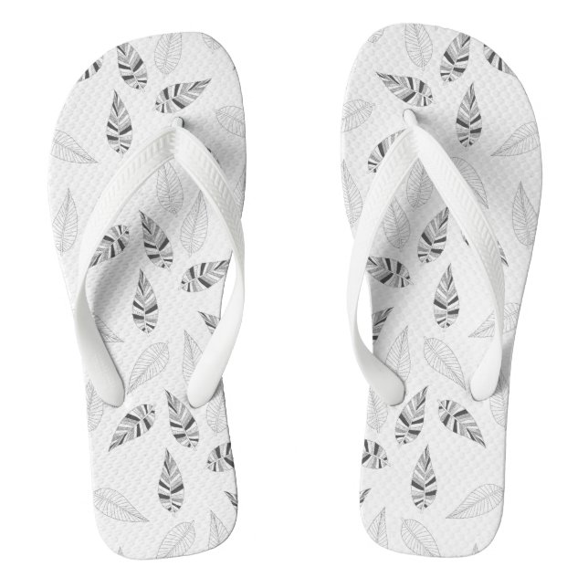 Chanclas Flip Flops de patrón de hojas botánicas grises (Plantilla)