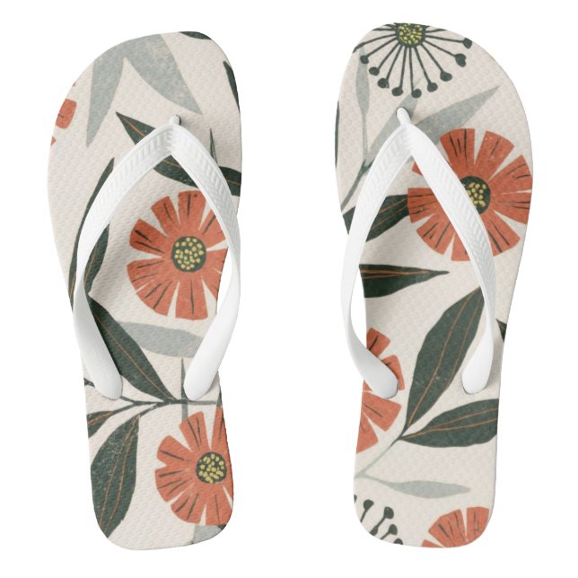 Chanclas Flip Flops de patrón floral botánico (Plantilla)