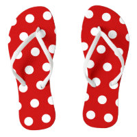 Flip Flops de puntos de polka roja y blanca