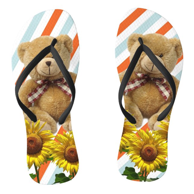 Chanclas Flip Flops de remolino de oso de girasol (Plantilla)