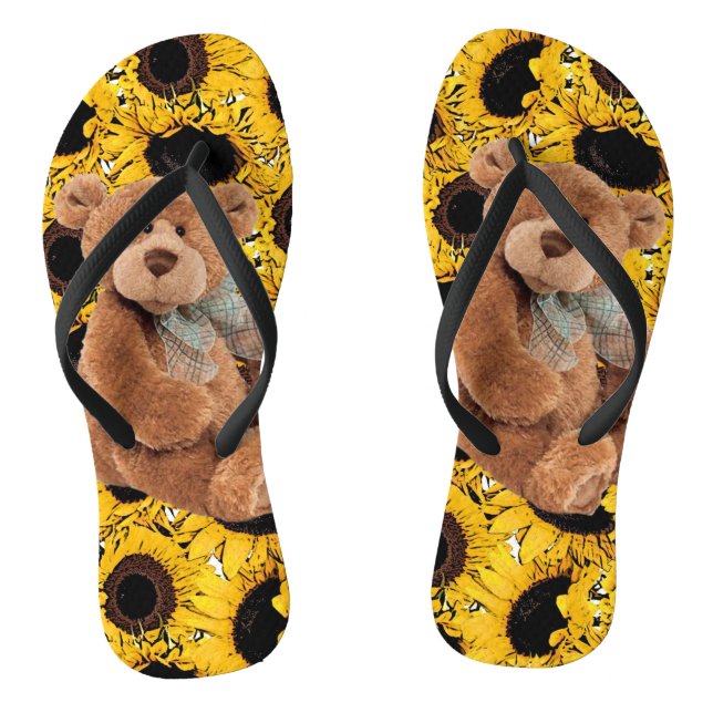 Chanclas Flip Flops de remolino de oso de girasol (Plantilla)