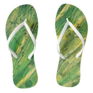 Chanclas Flip Flops de remolino verde y amarillo