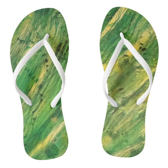 Chanclas Flip Flops de remolino verde y amarillo (Plantilla)