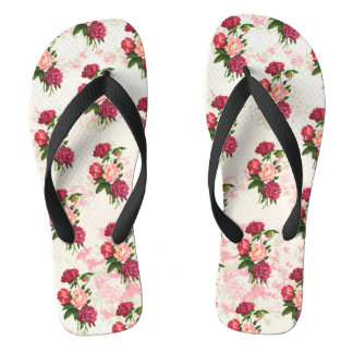 Chanclas Flip Flops de rosas rosadas de Shabby
