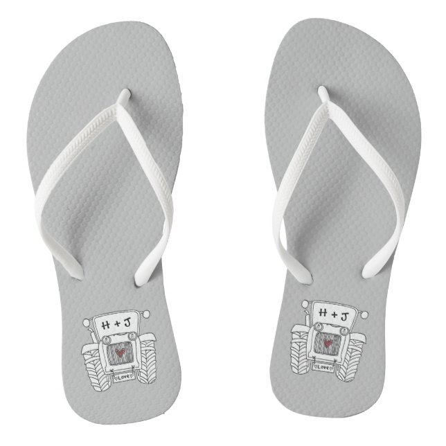 Chanclas Flip Flops de tractor de casamiento de campo perso (Plantilla)